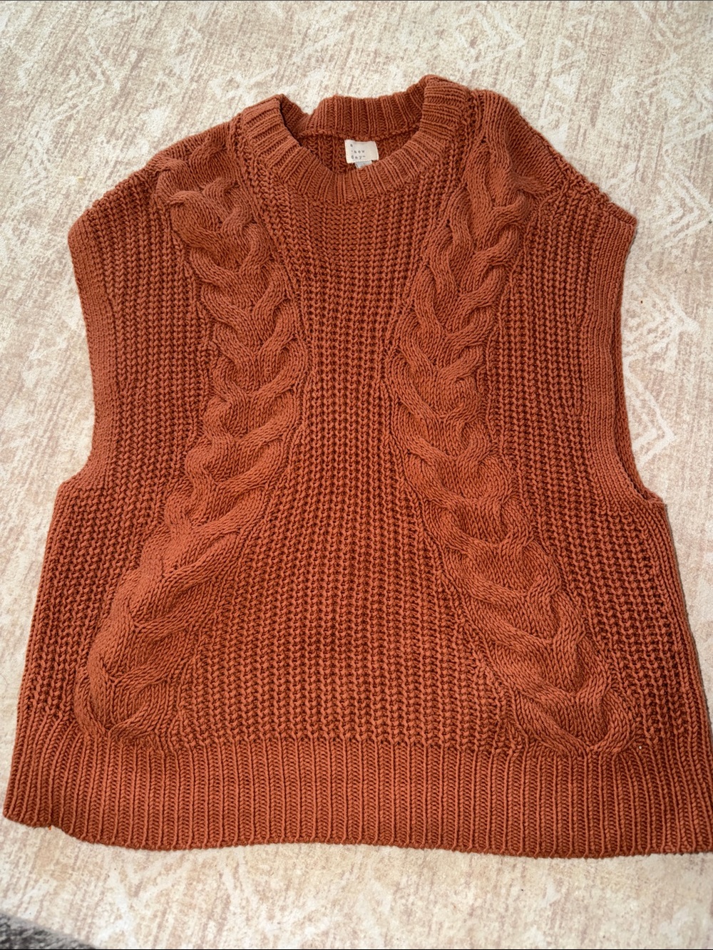a new day Cable Knit Sleeveless Vest - Rust Brown